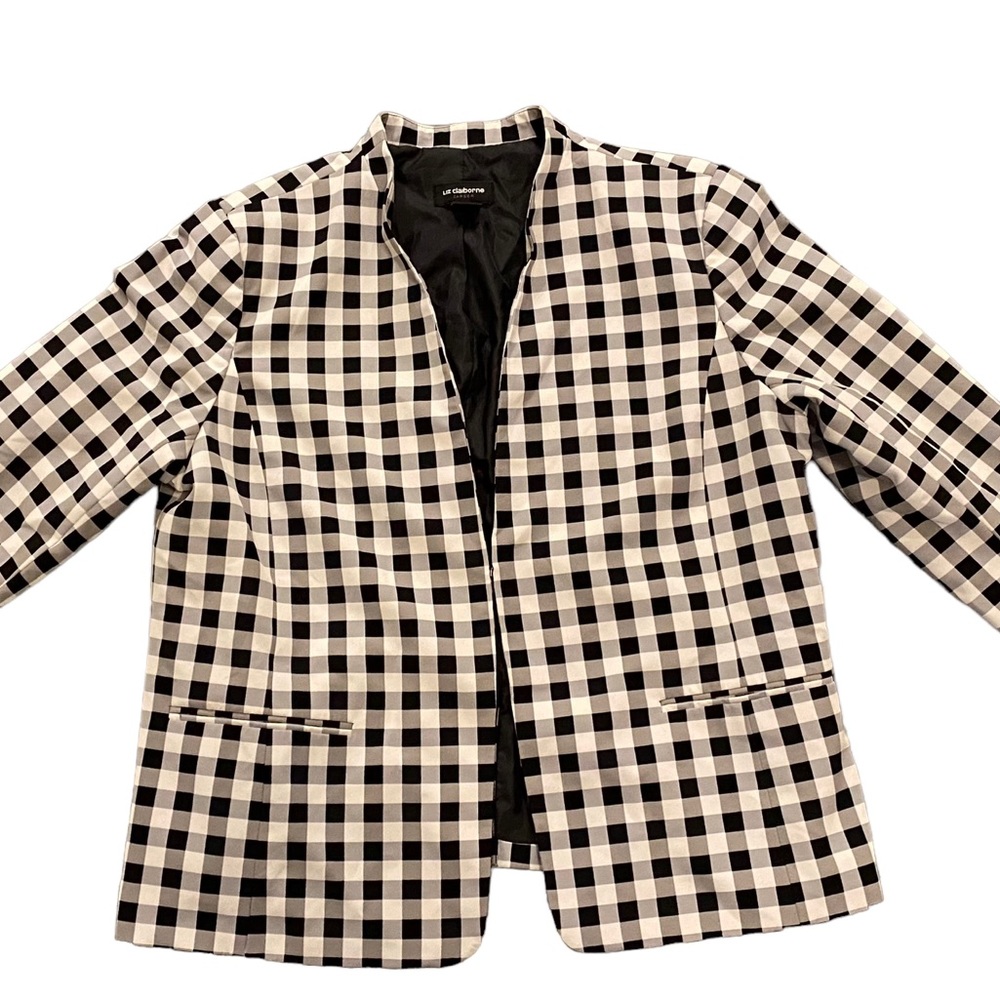 Liz Claiborne Career Gingham Plaid Blazer Jacket size 18